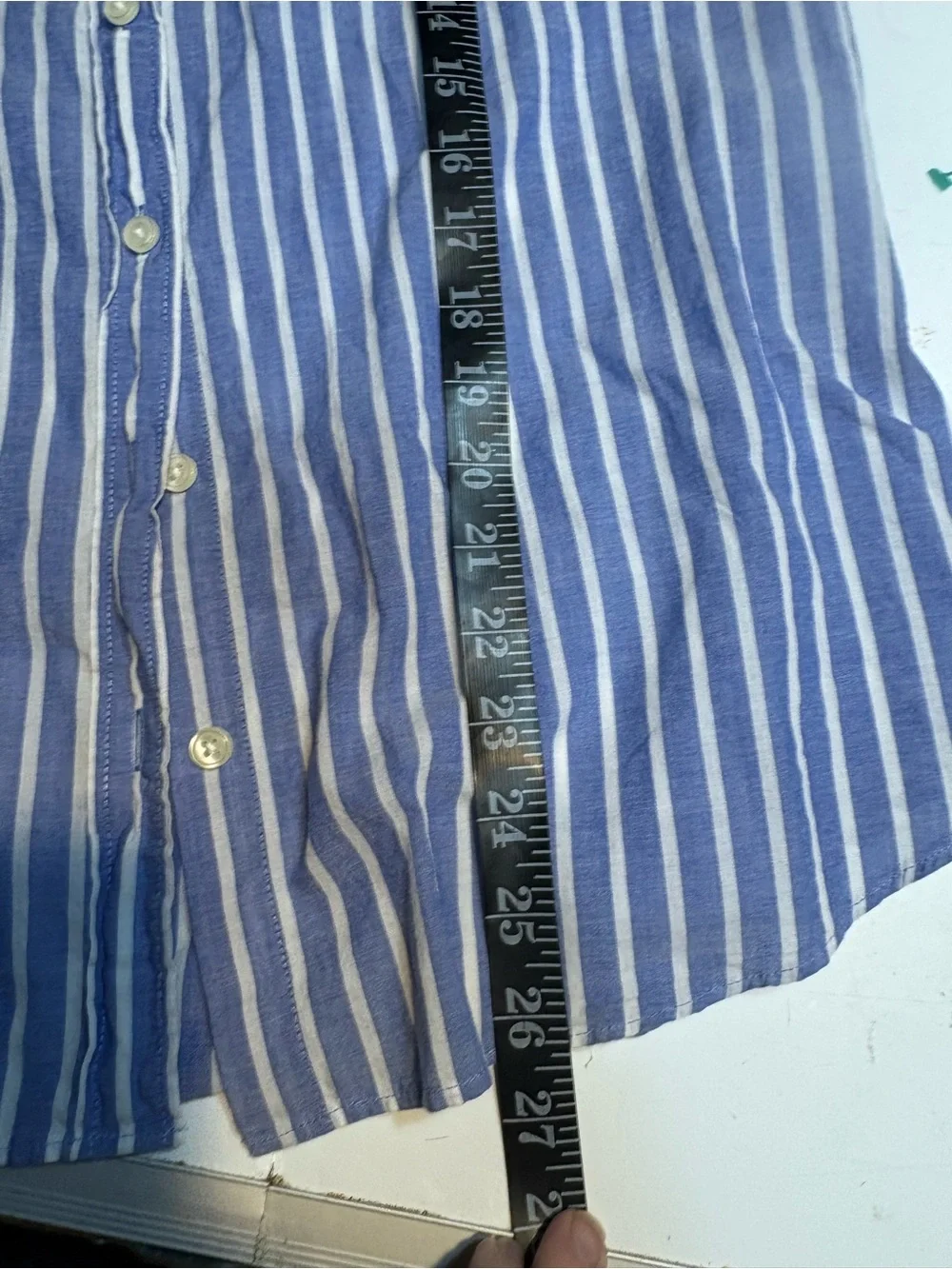 J.Crew Perfect Shirt Button-Up featuring a blue and white striped pattern large